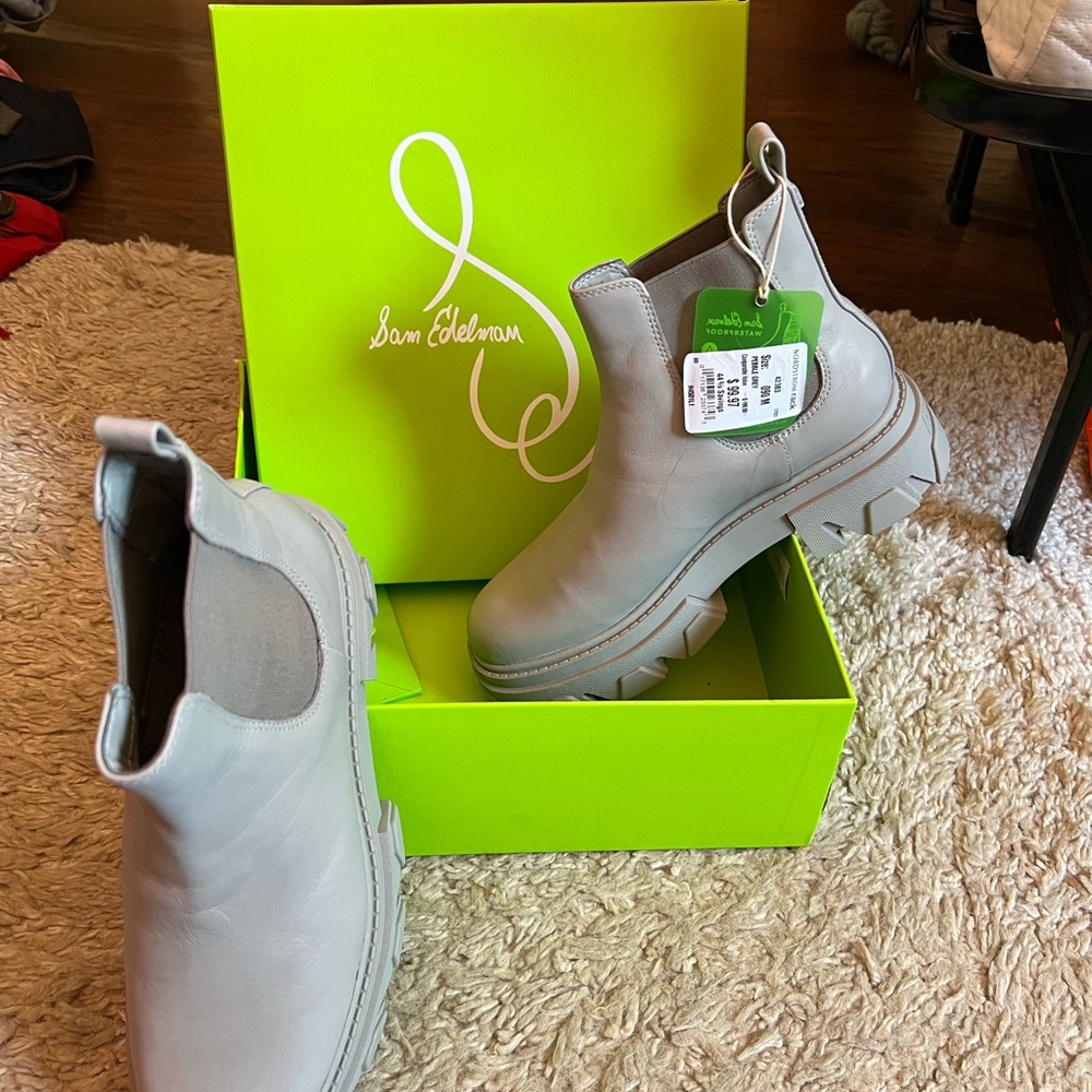 Sam Edelman Light Gray Daelyn Waterproof Ankle Boots